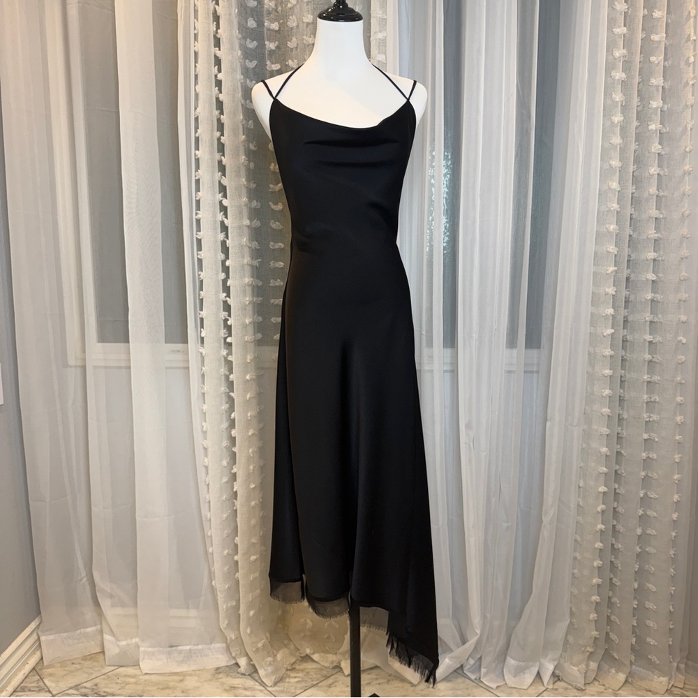 BCBGMaxAzria Black Asymmetrical Slip Dress